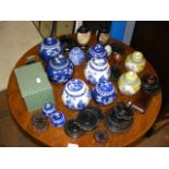 Selection of oriental ginger jars and covers, toge
