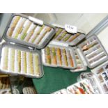A selection of fishing flies in fitted case, toget