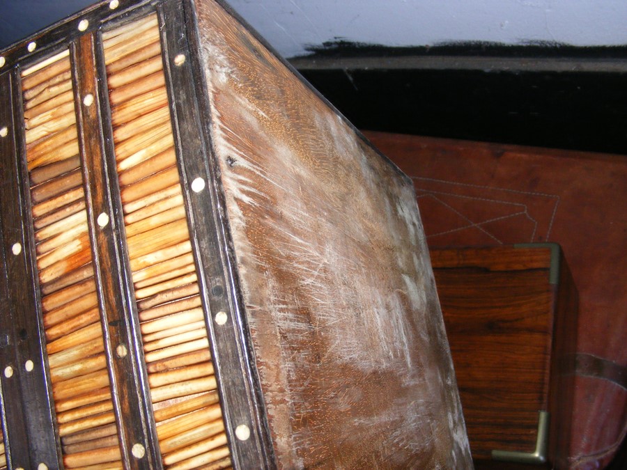 A rosewood writing slope, quill work box and one o - Image 9 of 13