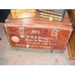 An interesting old leather trunk with writing to t