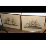 A pair of coloured engravings - merchant ships