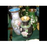 Three assorted cloisonne vases with floral decorat