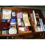 A drawer full of costume jewellery and other