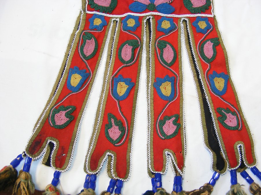 Decorative old bead work pouch - 50cm - Image 8 of 19