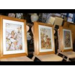 A set of fairy prints in pine frames