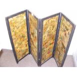 An antique four fold screen with decoupage - 76cm high