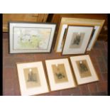 Selection of various watercolours and prints