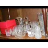 Two cased drinking glass sets together with other