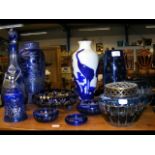 Various blue overlay glass