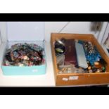 Two boxes of costume jewellery