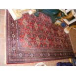 Antique Middle Eastern rug with geometric border a