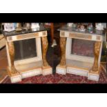 A pair of Regency style marble top console tables