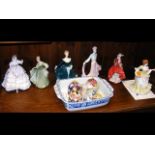 A selection of porcelain ladies including Royal Do