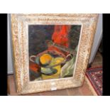 F COLEBORN - oil on board - still life of fruit an