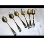 Six silver teaspoons