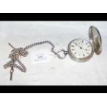 A silver full hunter pocket watch with separate se