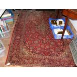 Antique Middle Eastern rug with geometric border -