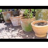 Selection of four various sized terracotta plant p