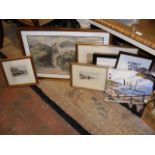 Various pictures including coastal sailing scene