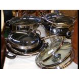 A collection of Meyer and other kitchen saucepans,