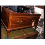 A mahogany coffee table with drawer under - width