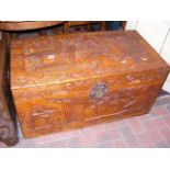 A 100cm carved camphorwood chest