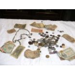 Foreign coinage and notes, together with watch cha