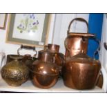 Assorted metalware including teapot