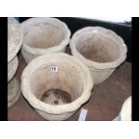 Three matching 46cm diameter garden pots