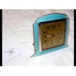 An Art Deco silver and enamel mounted clock - Birm