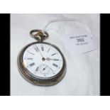 An antique gent's embossed silver pocket watch