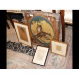 An framed oil painting on board of fox scene, toge