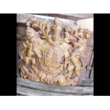 A cast metal relief work Coat of Arms - 30cm x 28c