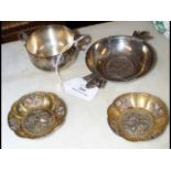 A pair of silver pin dishes, sweetmeat dish etc