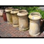 Five various old garden chimney-pots