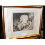 A Rembrandt engraving - man on horseback - 20cm x