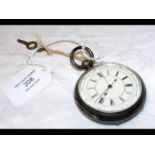 A silver cased pocket watch with second hand