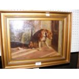 An oil on canvas of dog - 24cm x 34cm