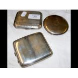 Two silver cigarette cases, together with a compac