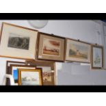 A large collection of framed prints and paintings,