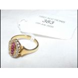 A lady's attractive ruby and diamond ring in 18ct