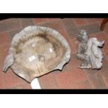 A lead garden birdbath with cherub surmount - dama