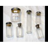 Six silver top scent bottles