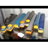 Eight unboxed diesel locomotives
