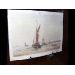 M G PEARSON - watercolour of Thames Barge at rest