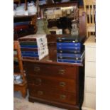A late Victorian walnut dressing chest, mirror to