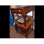 A pair of hardwood bedside tables with single draw