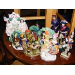 A collection of Staffordshire and other figures, m