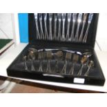 A cased Viners bead stainless steel six place setting cutlery set