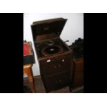 An HMV oak cased gramophone